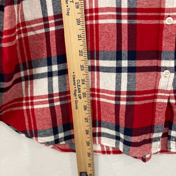 New GAP Women's size XXL Cotton Flannel Red Plaid Long Sleeve Button Down Casual - Picture 5 of 10